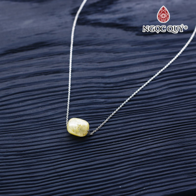 Dây chuyền bạc mặt lu thống thạch anh tóc vàng mệnh thủy, kim - Ngọc Quý Gemstones