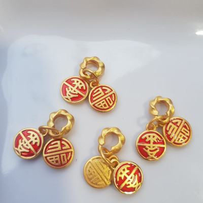 Phụ Kiện Nữ Charm vòng đeo tay xinh  Hình 2 đồng tròn đỏ kiểu may mắn các chị em phối vào vòng tay của mình ạ  Size đồng tròn kiểu size ngang 10mm x dầy 2mm ạ