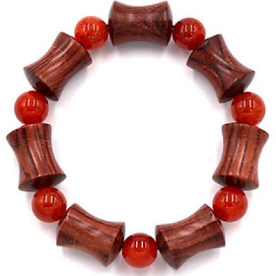 Vòng tay chuỗi hạt hồng mộc hình ống tre HMB4