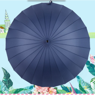 Ô dù cán dài 24 nan cỡ lớn siêu chắc chắn chống lật vải chống uv màu xanh đen