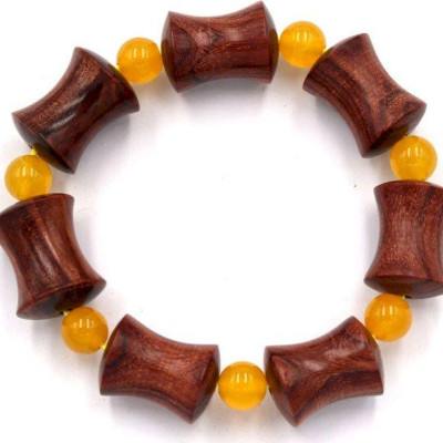 Vòng tay chuỗi hạt hồng mộc hình ống tre HMB1