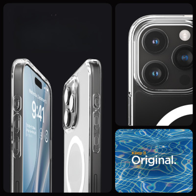 Ốp Lưng Spigen Hỗ Trợ Sạc Từ Tính (MAG.SAFE) Dành Cho iPhone 15 Pro Max / iPhone 15 Pro, SPIGEN CRYSTAL HYBRID MAGFIT - HÀNG CHÍNH HÃNG