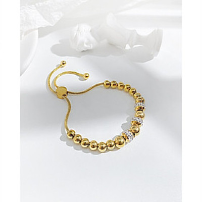 Lắc tay nữ kiểu bi đính đá, khóa rút T1