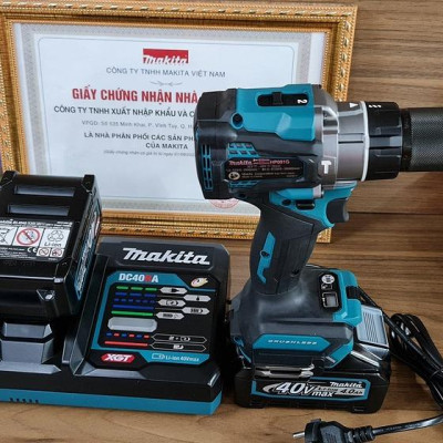 MÁY KHOAN BÚA VÀ VẶN VÍT DÙNG PIN (BL) 40V 4.0AH (2 PIN 40VMAX-4.0AH VÀ 1 ĐẾ SẠC NHANH) MAKITA MAX HP001GM201 - HÀNG CHÍNH HÃNG