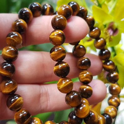 Vòng tay phong thuỷ may mắn nữ đá mắt hổ tự nhiên vàng nâu bóng mượt đẹp Size nữ vòng hạt 8mm Vòng hợp nữ mệnh kim mệnh thổ mệnh Thủy đeo tay đẹp ạ 