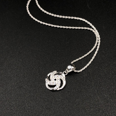 Dây Chuyền Vòng Cổ Nữ Bạc 925 Dây Xoắn Kép Mặt Hoa Đính Đá BẠC HIỂU MINH DMD483