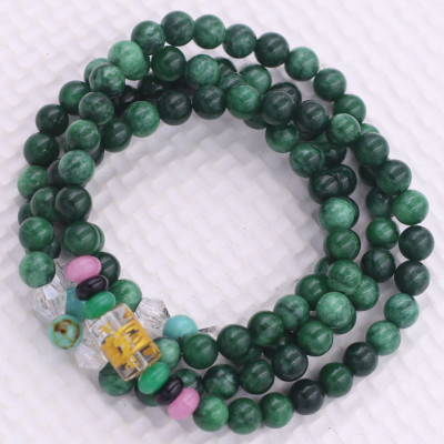 Vòng chuỗi 108 hạt đá cẩm thạch sơn thủy charm lục tự chân ngôn - hạt 8 ly ( size lớn ), vòng chuỗi niệm Phật, vòng chuỗi đeo tay