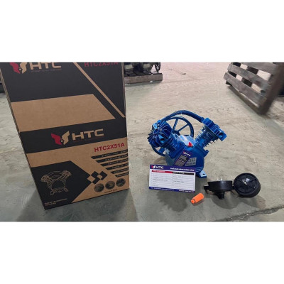 [Freeship]Đầu nén khí loại 2 Piston 65mm màu xanh Puma, Công suất 1HP-2HP,hiệu HTC HTC2X65A