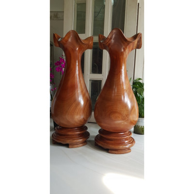 Cặp Lộc Bình Gỗ Gõ Đỏ cao 68cm x đk 25cm vân tự nhiên đẹp Anh Chị trưng phòng khách nhà, công ty, 2 bên bàn thờ Thần Tài , bất kỳ nơi nào trang trí trong nhà thấy đẹp Ý nghĩa Bình An, Phú Quý Tài Lộc ạ