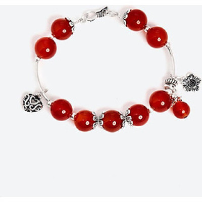 Vòng tay đá thiên nhiên phối trái tim bạc size hạt 10mm - Ngọc Quý Gemstones