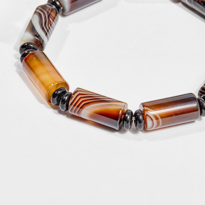 Vòng tay phong thủy đá mã não đen đốt tròn 16x8mm mệnh thủy , mộc - Ngọc Quý Gemstones