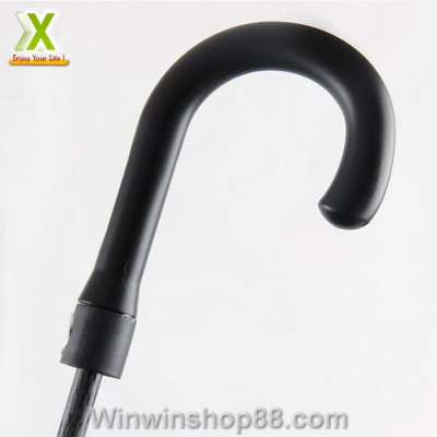 Ô dù che mưa cán cong có nút bấm tự động màu đen - Winz.vn