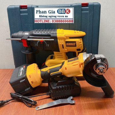 Bộ Combo Máy Khoan Bê Tông Và Máy Cắt Cầm Tay Dùng Pin 15 Cell 199V Lõi Đồng - Động Cơ Không Chổi Than - Bảo Hành 1 Năm