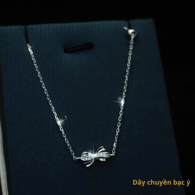 Dây chuyền bạc ý hình nơ dễ thương, phong cách nhẹ nhàng, năng động, phù hợp đi làm, đi học - LY1.2