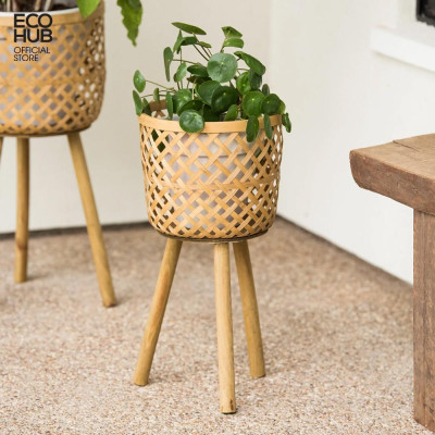 Giỏ tre trồng cây Bằng tre tự nhiên, 3 Size (Floor 3 Piece Wicker Basket Set) | EH015