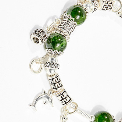 Vòng tay phong thủy nữ đá diopside charm kim quy 8mm mệnh hỏa , mộc - Ngọc Quý Gemstones