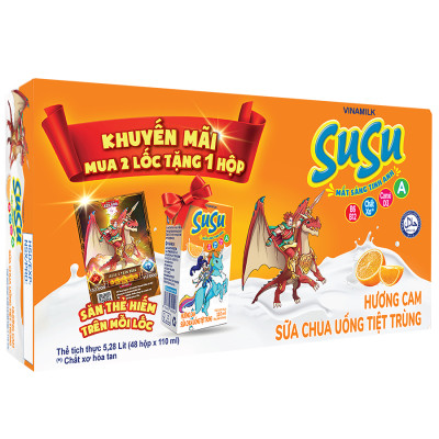 Sữa chua uống hương cam Vinamilk Susu - Thùng 48 hộp 110ml.