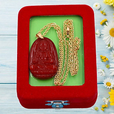 [Tuổi Tuất, Hợi] Dây Chuyền Phật A Di Đà Mã Não Đỏ 3.6cm - Mặt Size Nhỏ - Tặng Kèm Móc Inox - Phong Thủy 868 - May Mắn - Bình An