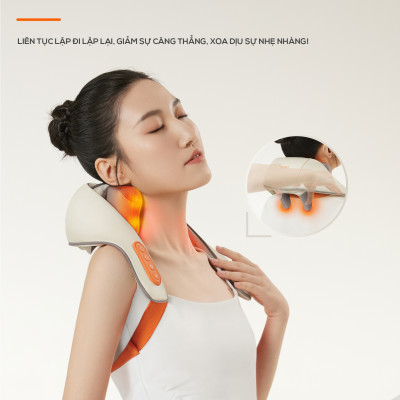 Máy Massage Cổ Vai Gáy Bumas M3 Pro - Nâng Cấp 8 Đầu Massage - Chườm Nóng Hiệu Quả - Động Cơ Không Chổi Than - Hàng Chính Hãng