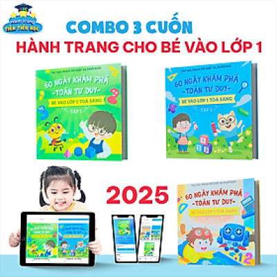 Combo 3 tập sách 60 Ngày Khám Phá Toán Tư Duy có App Bài Giảng cho bé sẵn sàng bước vào lớp 1