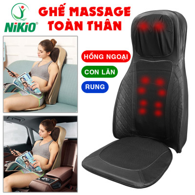 Ghế đệm massage lưng cổ vai gáy hồng ngoại Nikio NK-180 - Dùng được trên ô tô