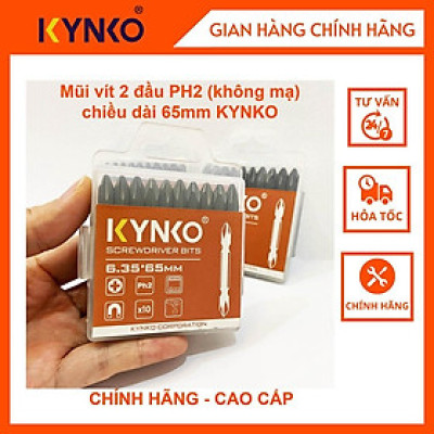 (VỈ 10 CÁI) Mũi vít 2 đầu PH2 (không mạ) chiều dài 65mm CHÍNH HÃNG KYNKO MVKM2XPH2-065-V10