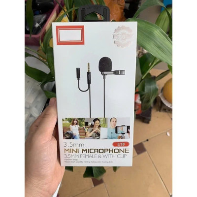 Mic Thu Âm Chân 3.5mm Dành Cho Điện Thoại, Máy Quay, Máy Trợ Giảng Kèm Jack Tai Nghe 3.5mm Micro - Hàng Chính Hãng