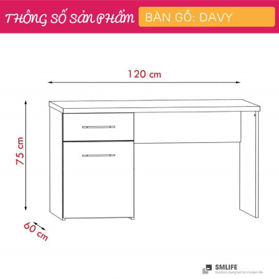 Bàn Học Gỗ Đôi Cho Bé Đẹp Đơn Giản SMLIFE Davy