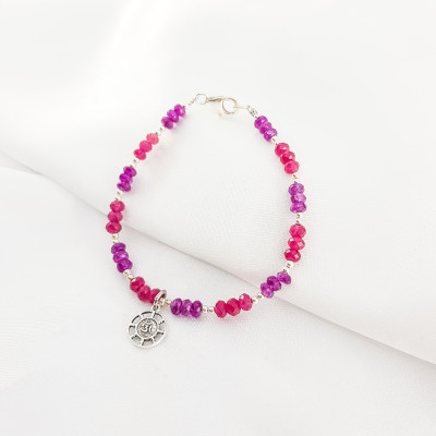 Vòng tay mệnh hỏa, thổ đá Agate mix charm chữ OM