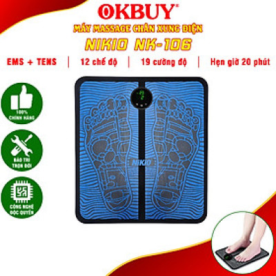 Thảm massage bàn chân xung điện Nikio NK-106 có 12 chế độ, 19 cường độ matxa, thúc đẩy lưu thông máu, giảm tê bì và đau mỏi chân hiệu quả
