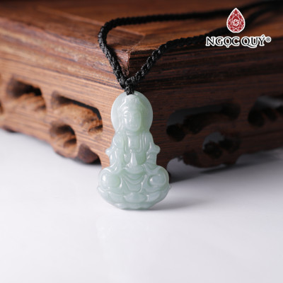 Mặt dây chuyền phật bà đá lam ngọc mệnh thủy mộc - Ngọc Qúy Gemstones
