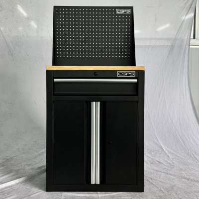 Tủ dụng cụ CSPS 61cm - 01 hộc kéo màu đen ván gỗ vách lưới (tay cầm trắng)