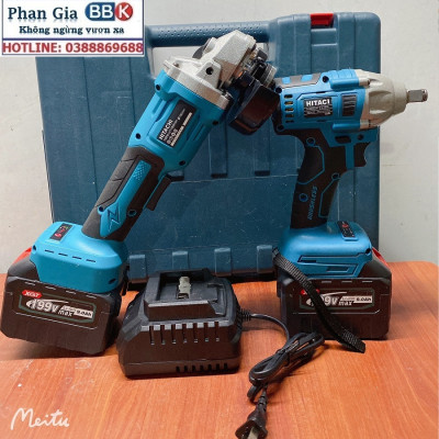 Bộ Combo 2 Máy Gồm Máy Mài Pin Và Máy Siết Bulong 199V 2 Pin 15 Cell - Động Cơ Không Chổi Than (Bảo Hành 12 Tháng)