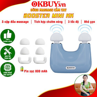 Máy massage cầm tay 2 đầu Booster mini KK, lực đấm mạnh, thiết kế nhỏ gọn sang trọng 3 tốc độ, 3 bộ đầu massage thư giãn