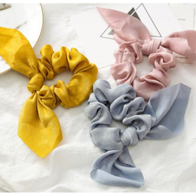 Chun buộc tóc nơ vải satin Hàn Quốc xinh xắn dễ thương tiểu thư - Phụ kiện tóc, dây cột tóc