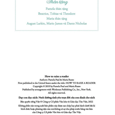 Dạy Con Đọc Sách - Nuôi Dưỡng Tình Yêu Trọn Đời Của Con Dành Cho Sách