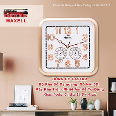 Đồng Hồ KIM TRÔI EASTAR Tròn có DẠ QUANG và Đồng hồ Tự Động Đo NHIỆT ĐỘ - ĐỘ ẨM - Bảo Hành 1 Năm - Tặng Pin Maxell