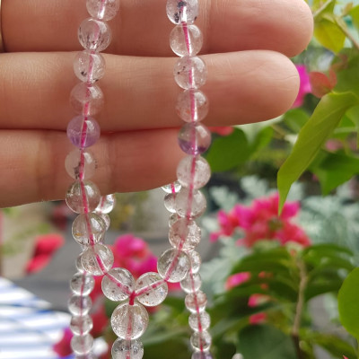 Vòng chuỗi đeo cổ Đá Super Seven tự nhiên kiểu đẹp quá Hạt 6mm lên kiểu đeo rất xinh trẻ xinh đẹp màu tím trắng bóng đẹp sang Nữ đeo may mắn phối đồ lên rất là đẹp ạ