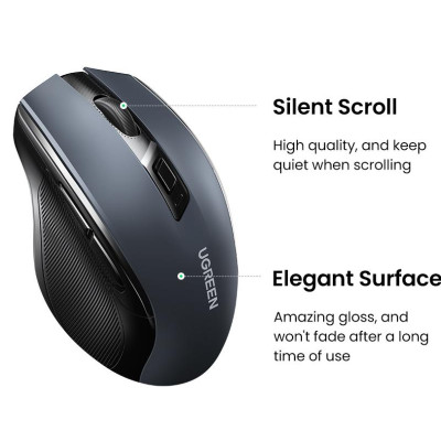 Ugreen UG15508MU006TK 4000DPI 6 nút điều chỉnh kiểu dáng Công thái học Màu Xanh Chuột bluetooth + 2.4ghz không dây Không kèm Pin AA - HÀNG CHÍNH HÃNG