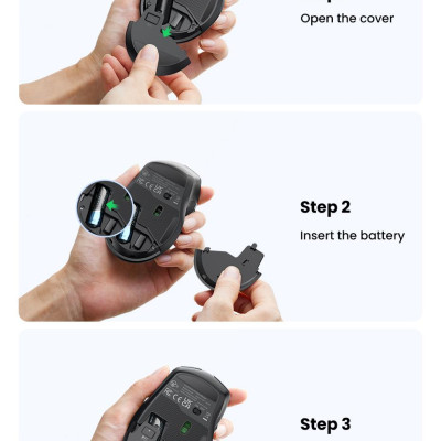 Ugreen UG15508MU006TK 4000DPI 6 nút điều chỉnh kiểu dáng Công thái học Màu Xanh Chuột bluetooth + 2.4ghz không dây Không kèm Pin AA - HÀNG CHÍNH HÃNG