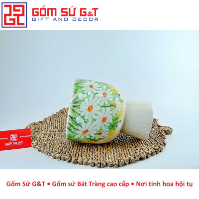 Lọ hoa dáng đầm cổ thấp vẽ cúc họa mi Gốm Sứ G&T