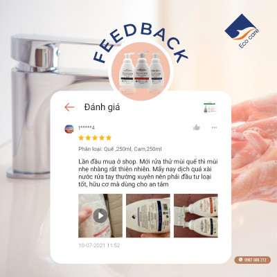 Nước rửa tay hữu cơ diệt khuẩn dạng bọt hương Nhài 4L thương hiệu Ecocare