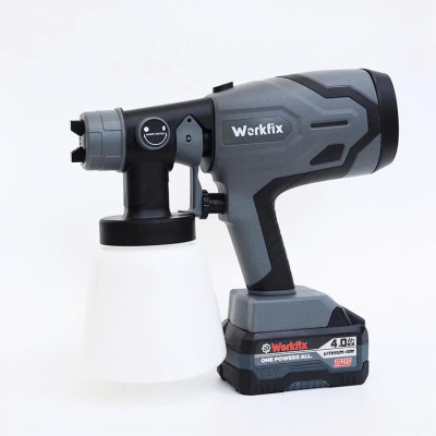 Máy phun sơn pin WORKFIX WF-SG800M, Bình 800ml - 650ml/phút, 2 Kiểu phun - Bảo hành 12 tháng