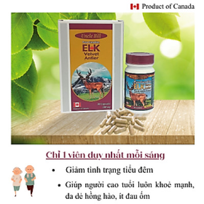Nhung Hươu Uncle Bill Pure Canadian Elk Hộp 30 Viên, Nhập Khẩu Canada, Từ 75 Phần Nhung Tươi Yên Ngựa Của Loài Hươu Đỏ Sừng Tấm (Cervus Elaphus Canadensis) Mới Tạo Ra 1 Phần Nhung Hươu Tinh Chất, Món Quà Sức Khoẻ
