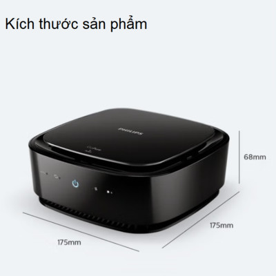 Máy khử mùi, lọc không khí trên xe ô tô Philips GP6201 Công suất 3.7W Cảm biến không khí 3 màu AQI  - Hàng nhập khẩu