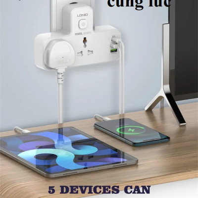 Ổ cắm đa năng 2500W hỗ trợ sạc nhanh QC18W PD20W LDNIO SC2311 _ Hàng chính hãng