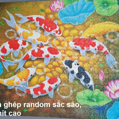 Tranh Xếp Hình Random Cut 750 Mảnh Minh Châu – Gia Đình Cá Heo (40x60cm)