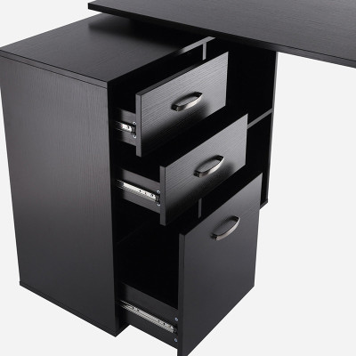 Bàn Làm Việc Kết Hợp Tủ Gỗ 3 Ngăn Kéo Hiện Đại Màu Trắng Đen Thương Hiệu SIB Decor BLV106/107