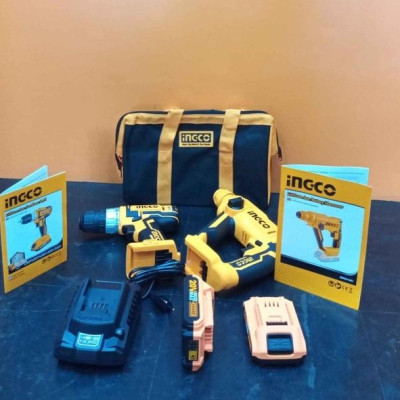 BỘ MÁY KHOAN VẶN VÍT VÀ MÁY KHOAN BÊ TÔNG 20V INGCO CKLI2008 - HÀNG CHÍNH HÃNG