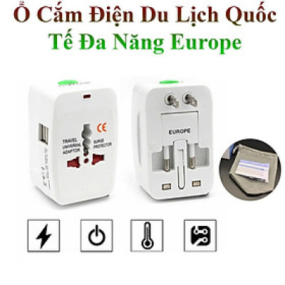 Ổ Cắm Điện Du Lịch Quốc Tế Đa Năng Europe Tặng Kèm Túi Đựng